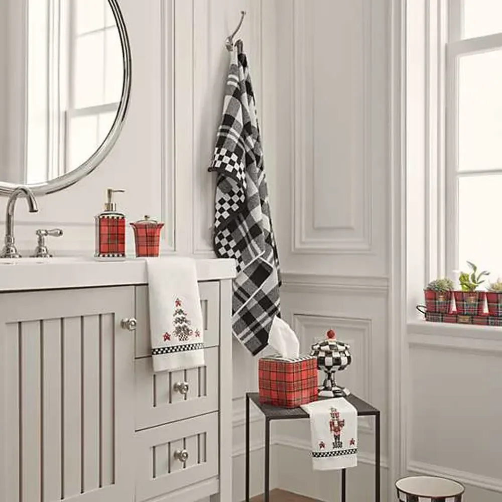 Mackenzie Childs Nutcracker & Tree Guest Towels Set of 2 Christmas Holiday Decor